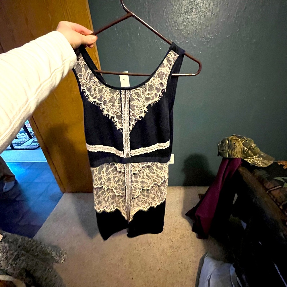 Blue and cream dress